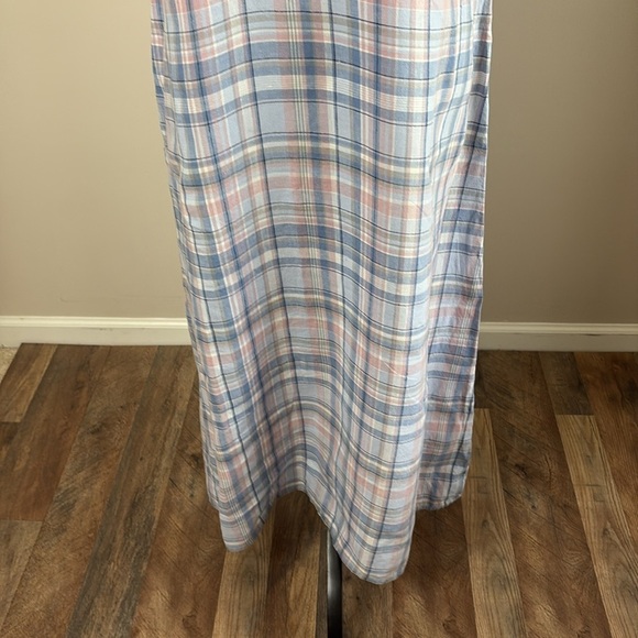 J Jill The Madras Maxi Dress 100% Linen Sleeveless Relaxed Fit Pockets Blue Sz M - Picture 5 of 14